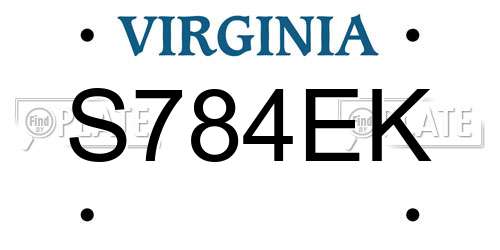 S784EK Virginia License Plate