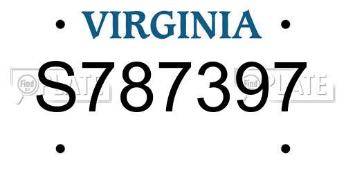 S787397 Virginia License Plate