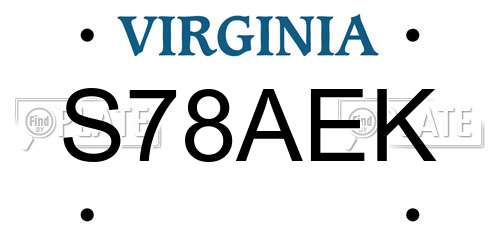 S78AEK Virginia License Plate