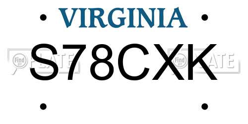 S78CXK Virginia License Plate