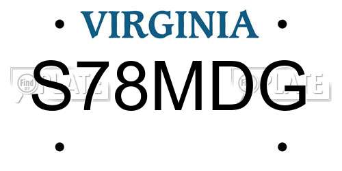 S78MDG Virginia License Plate