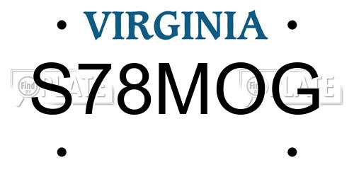 S78MOG Virginia License Plate