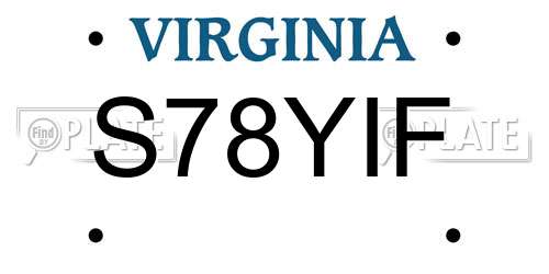 S78YIF Virginia License Plate