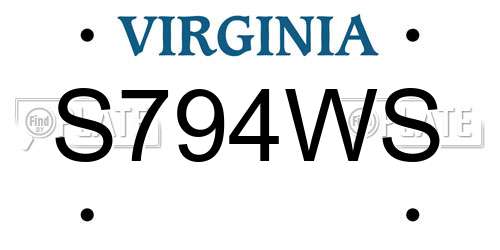S794WS Virginia License Plate