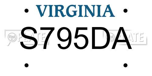 S795DA Virginia License Plate