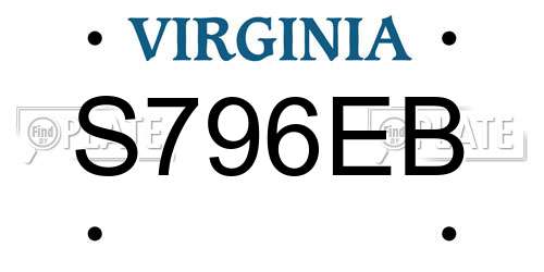 S796EB Virginia License Plate
