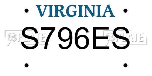 S796ES Virginia License Plate