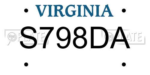 S798DA Virginia License Plate