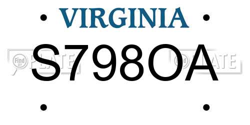 S798OA Virginia License Plate