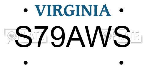 S79AWS Virginia License Plate