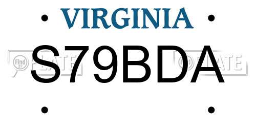 S79BDA Virginia License Plate