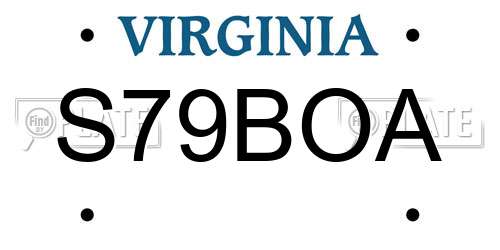 S79BOA Virginia License Plate