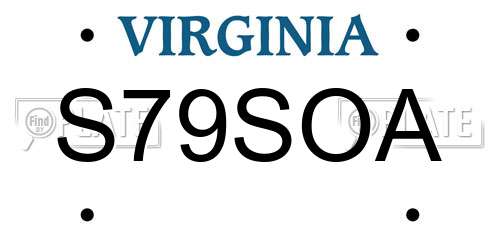 S79SOA Virginia License Plate
