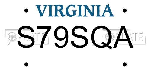 S79SQA Virginia License Plate