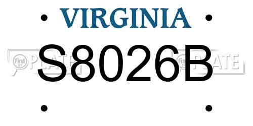 S8026B Virginia License Plate