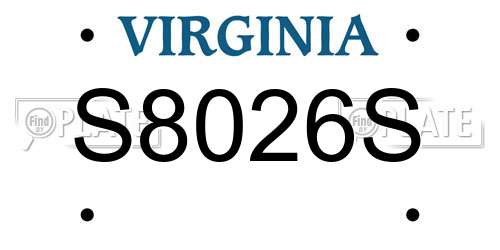 S8026S Virginia License Plate