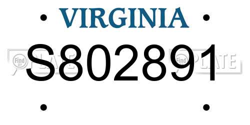 S802891 Virginia License Plate