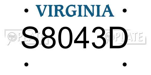 S8043D Virginia License Plate