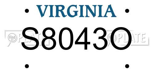 S8043O Virginia License Plate