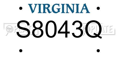 S8043Q Virginia License Plate