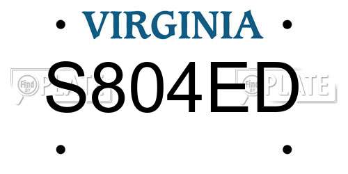 S804ED Virginia License Plate