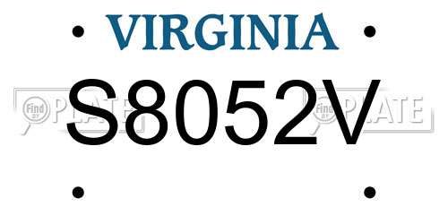 S8052V Virginia License Plate