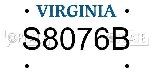S8076B Virginia License Plate
