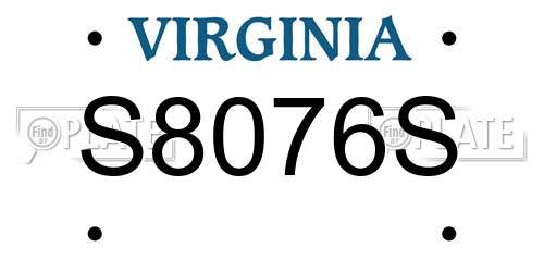 S8076S Virginia License Plate