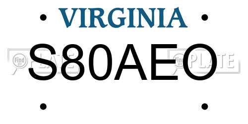 S80AEO Virginia License Plate