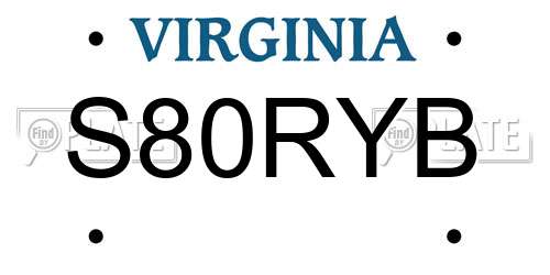 S80RYB Virginia License Plate