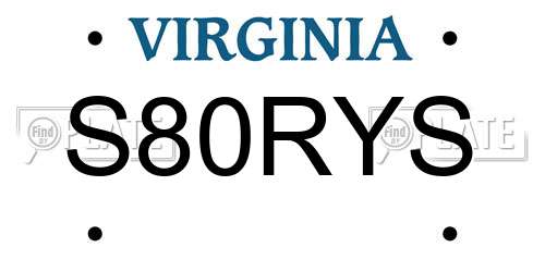 S80RYS Virginia License Plate