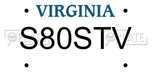 S80STV Virginia License Plate