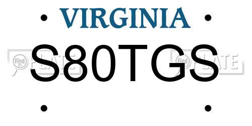 S80TGS Virginia License Plate