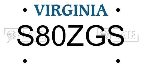 S80ZGS Virginia License Plate