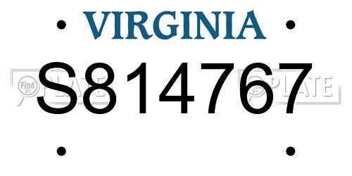 S814767 Virginia License Plate