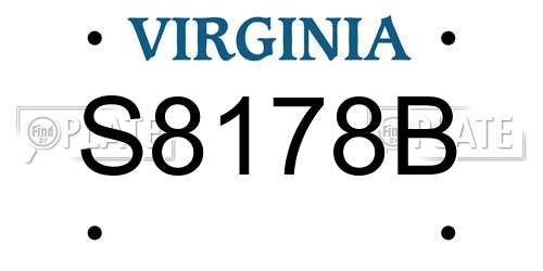 S8178B Virginia License Plate
