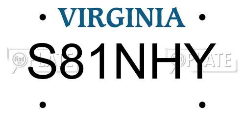 S81NHY Virginia License Plate