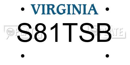 S81TSB Virginia License Plate