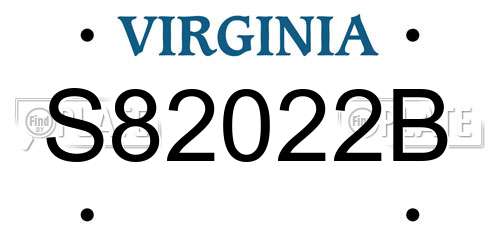 S82022B Virginia License Plate