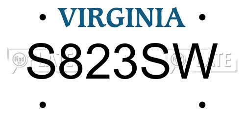 S823SW Virginia License Plate