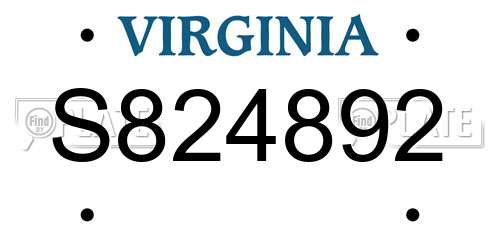 S824892 Virginia License Plate