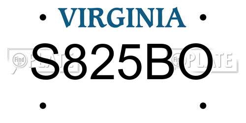 S825BO Virginia License Plate