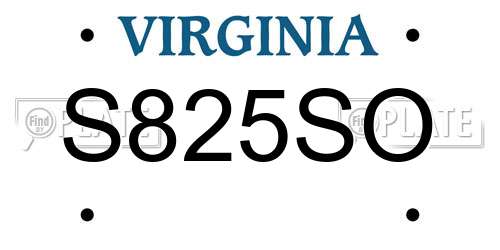 S825SO Virginia License Plate