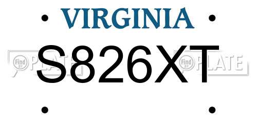 S826XT Virginia License Plate