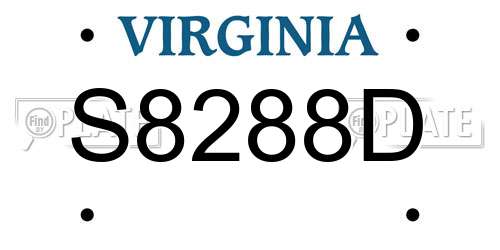 S8288D Virginia License Plate