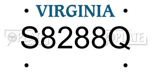 S8288Q Virginia License Plate