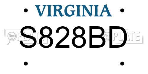 S828BD Virginia License Plate