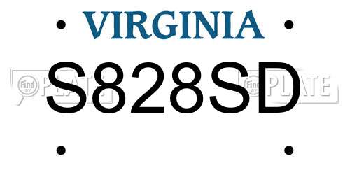 S828SD Virginia License Plate