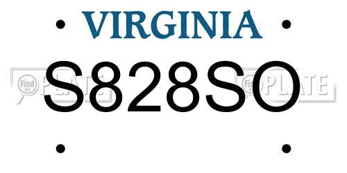 S828SO Virginia License Plate