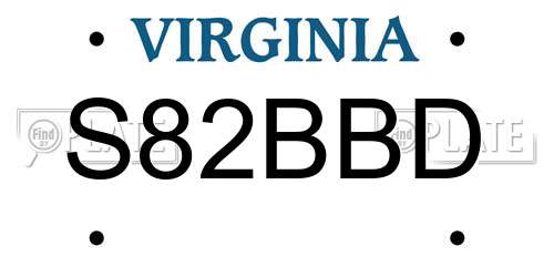 S82BBD Virginia License Plate